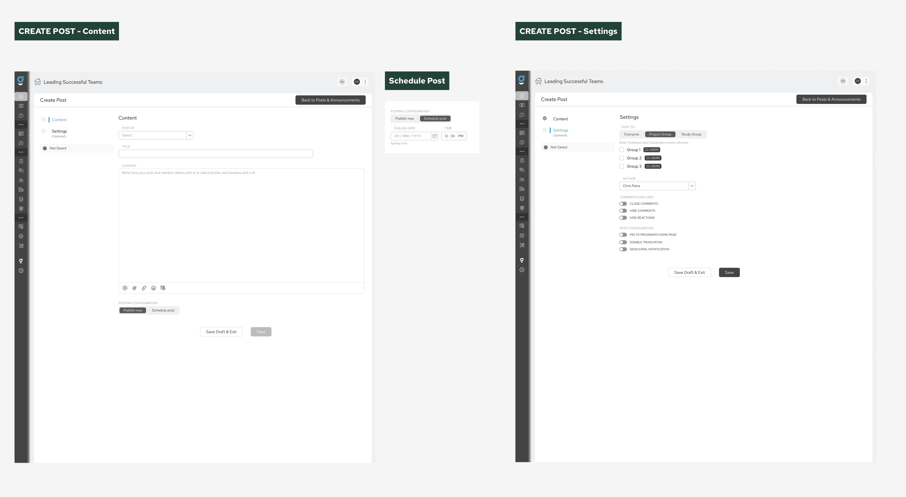 Create Post interface for preparing a new Discussion Boards post.